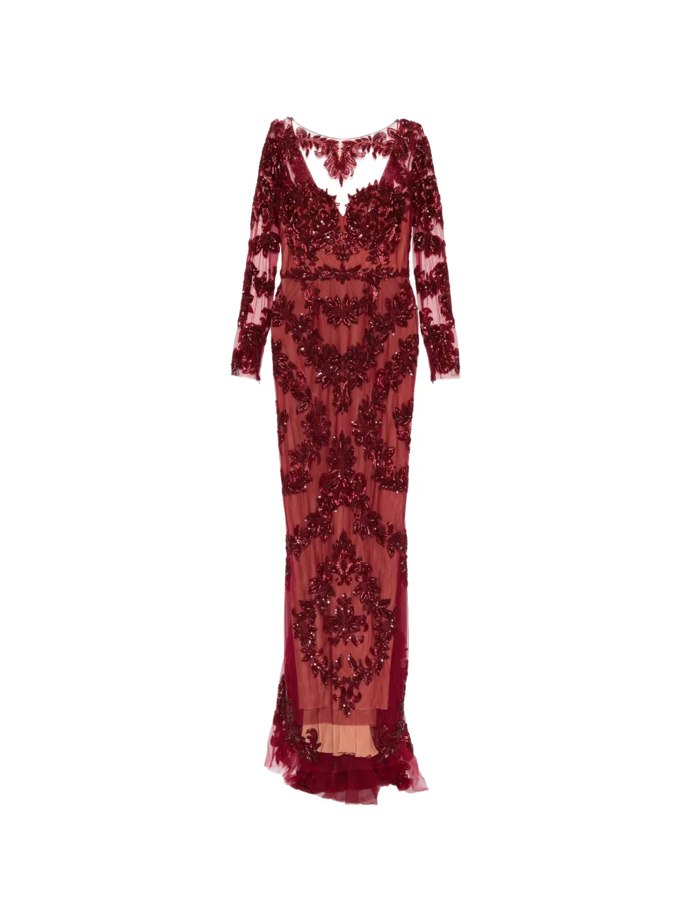 Zuhair Murad beaded lace fishtail gown Rood