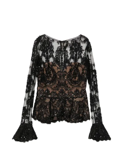 Zuhair Murad top con peplum y encaje