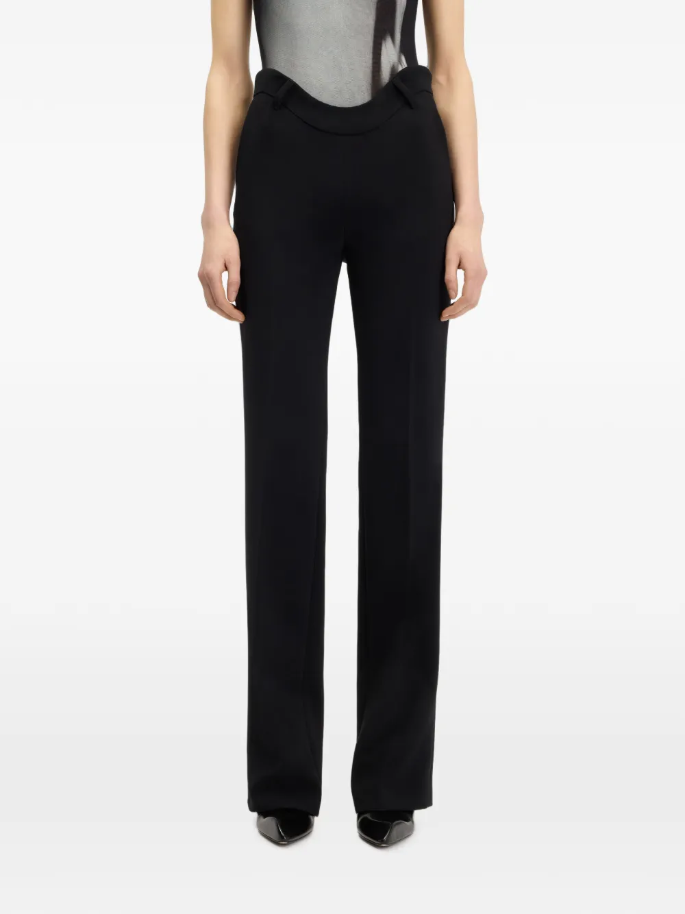 Jean Paul Gaultier the black curved tailored trousers Zwart