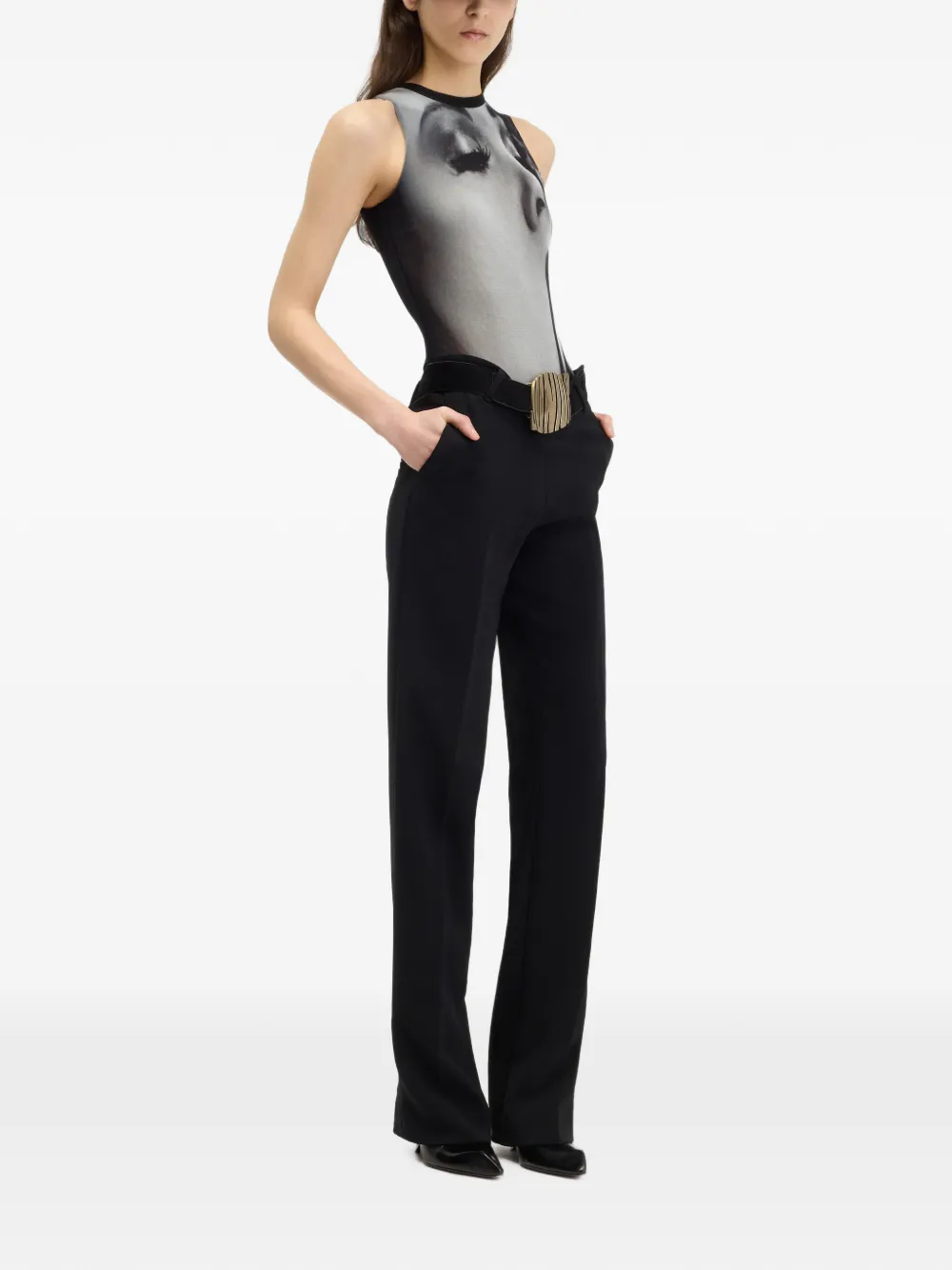 Jean Paul Gaultier the black curved tailored trousers Zwart