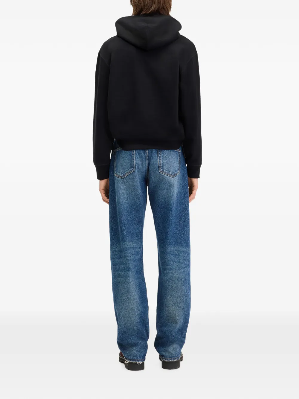 Jean Paul Gaultier Fleece hoodie met katoenen leren label Zwart