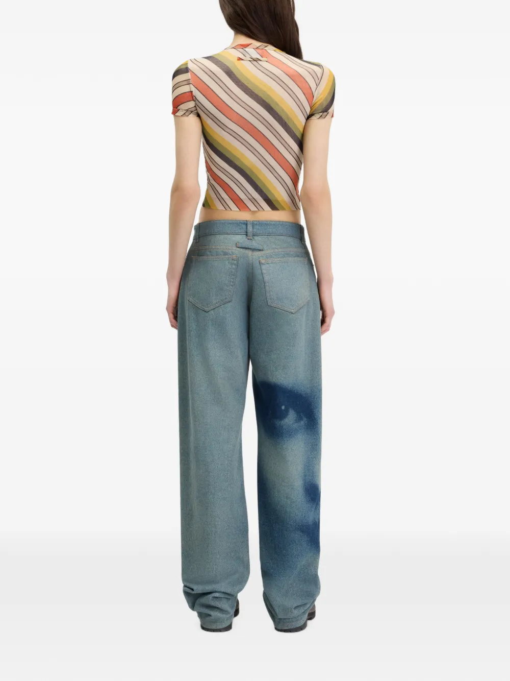 Jean Paul Gaultier Face-print Straight-leg Jeans in Blue, view 5