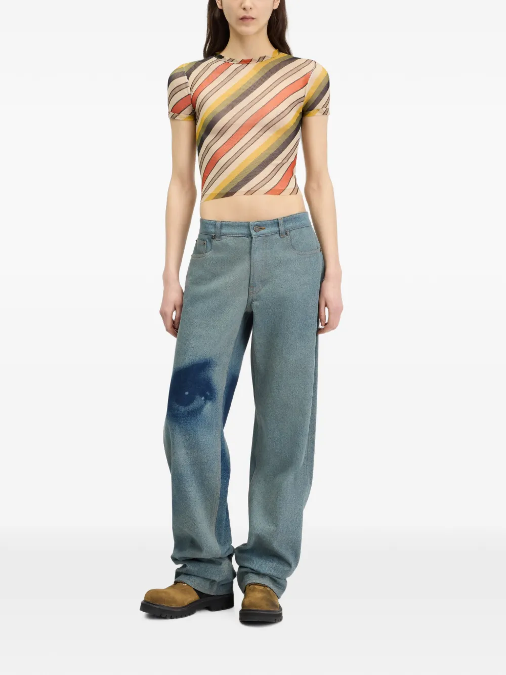 Jean Paul Gaultier Face-print Straight-leg Jeans in Blue, view 3
