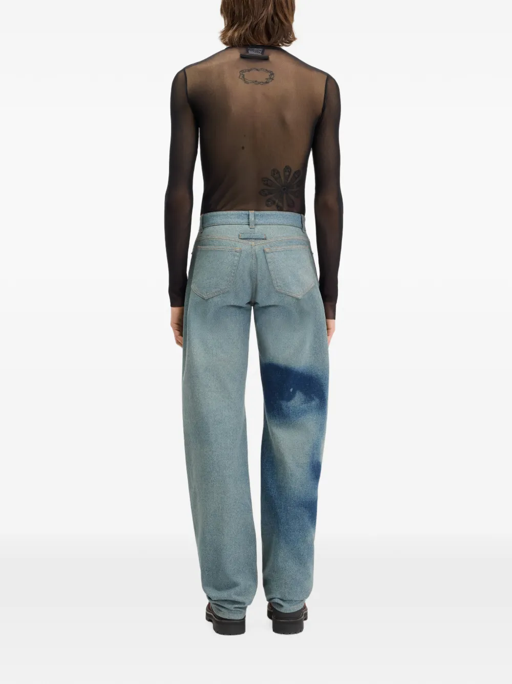 Jean Paul Gaultier Face-print Straight-leg Jeans in Blue, view 4
