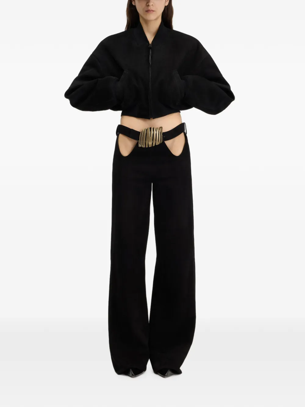 Jean Paul Gaultier Curvy suède broek met ceintuur Zwart