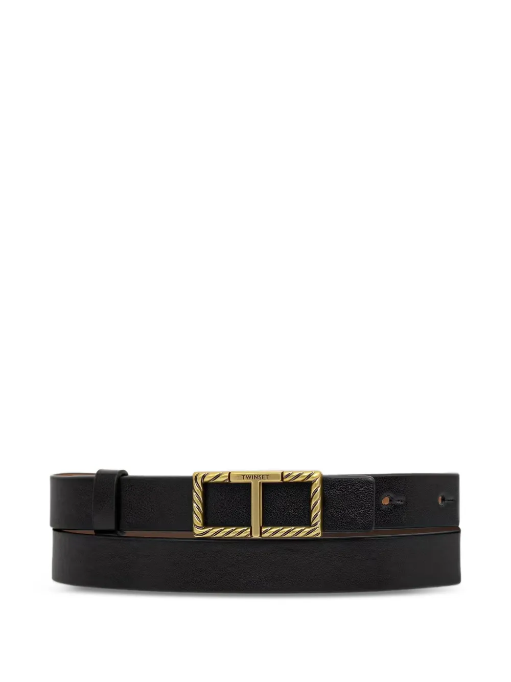 TWINSET twisted-effect logo-buckle belt - Nero