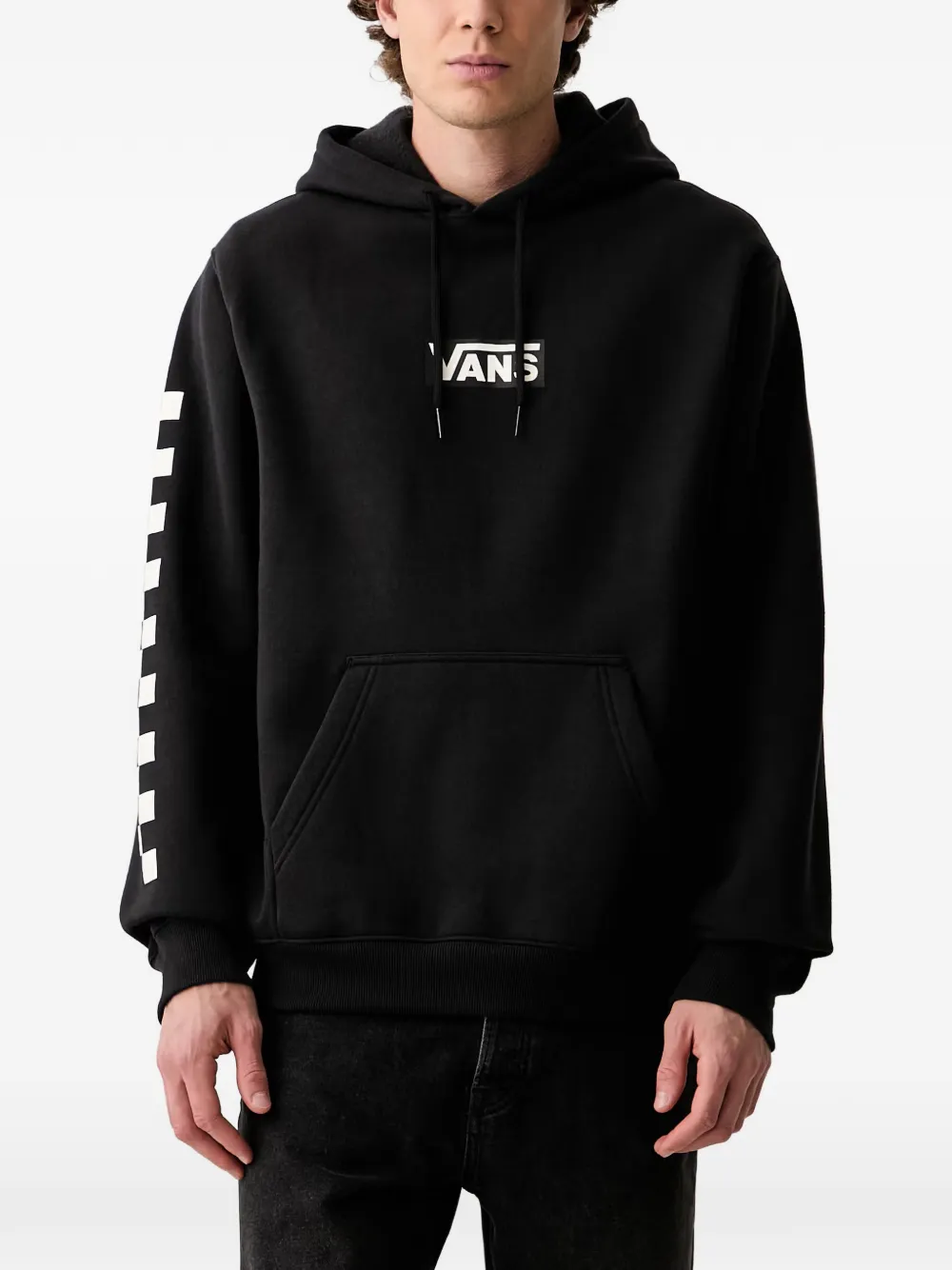 Vans checkerboard-print logo-print hoodie Zwart