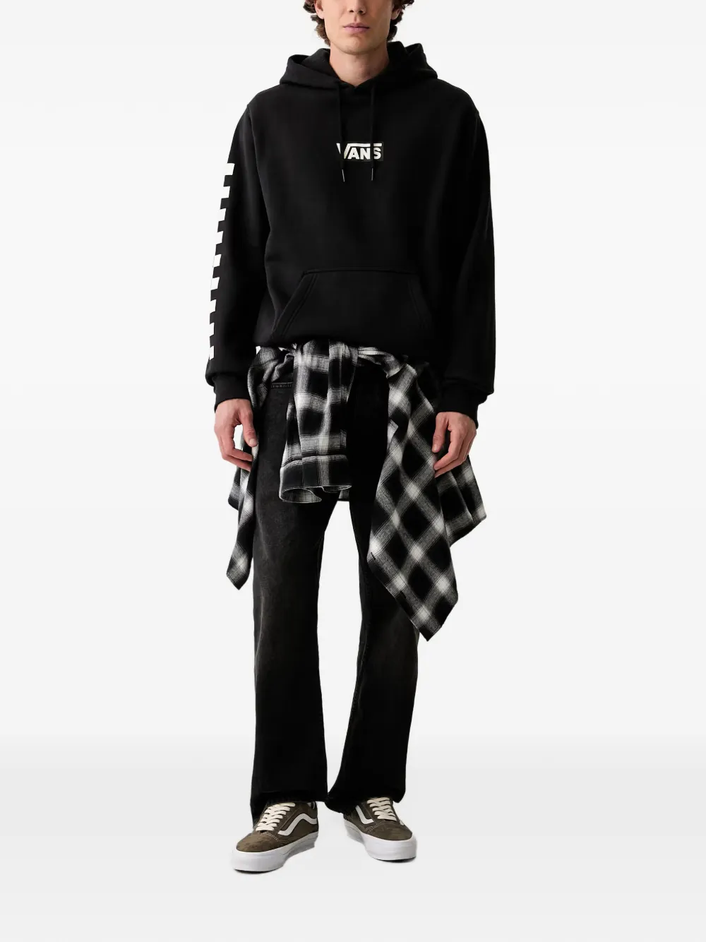Vans checkerboard-print logo-print hoodie Zwart