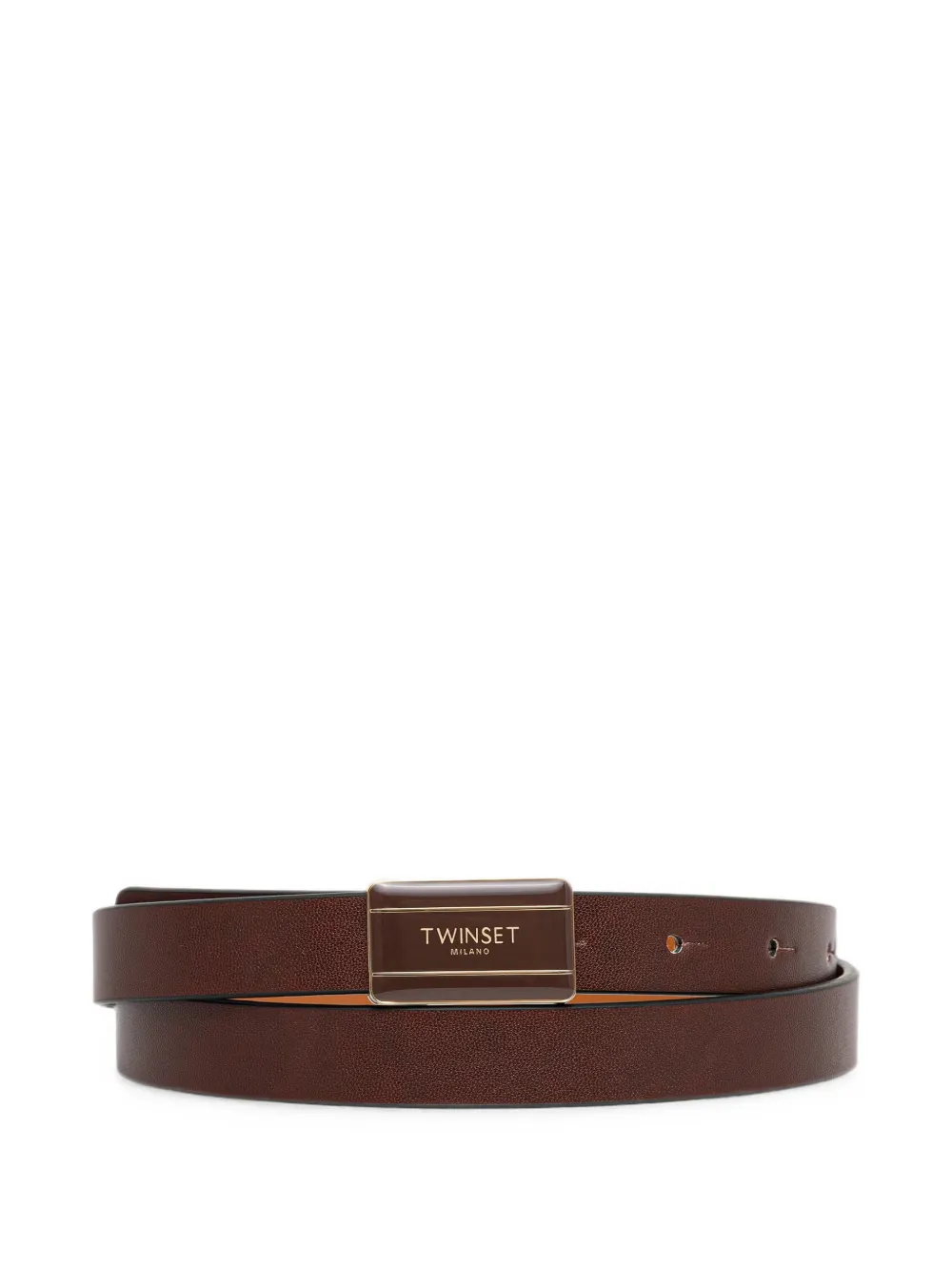 TWINSET logo-plaque faux-leather belt - Marrone