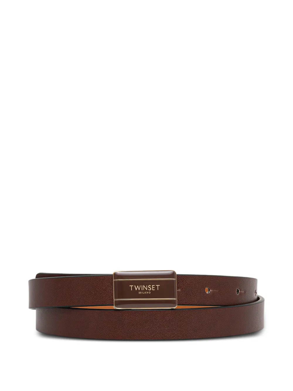 TWINSET logo-plaque faux-leather belt - Marrone