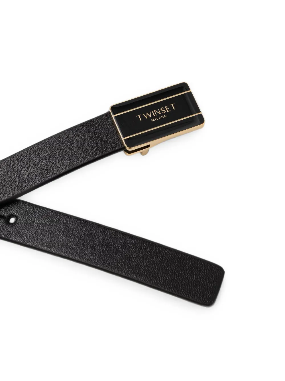TWINSET Leren riem met logoplakkaat Zwart