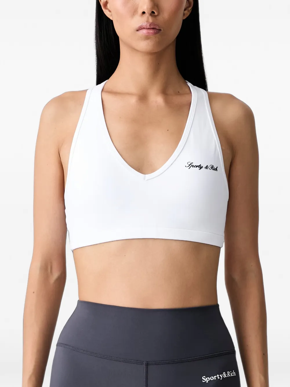 Sporty & Rich Sport-bh met logoprint Wit