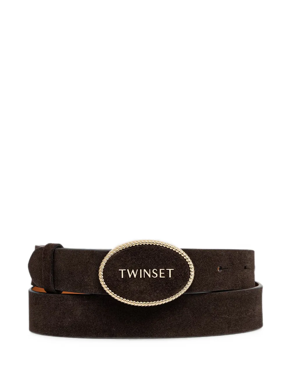 TWINSET logo-plaque suede belt - Marrone