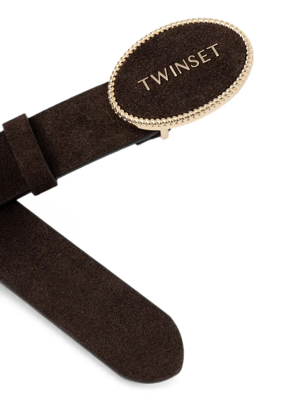 TWINSET logo-plaque suede belt Bruin