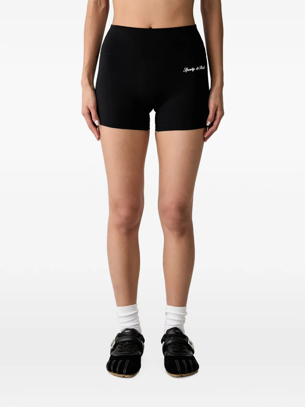 Sporty & Rich Shorts met logoprint Zwart