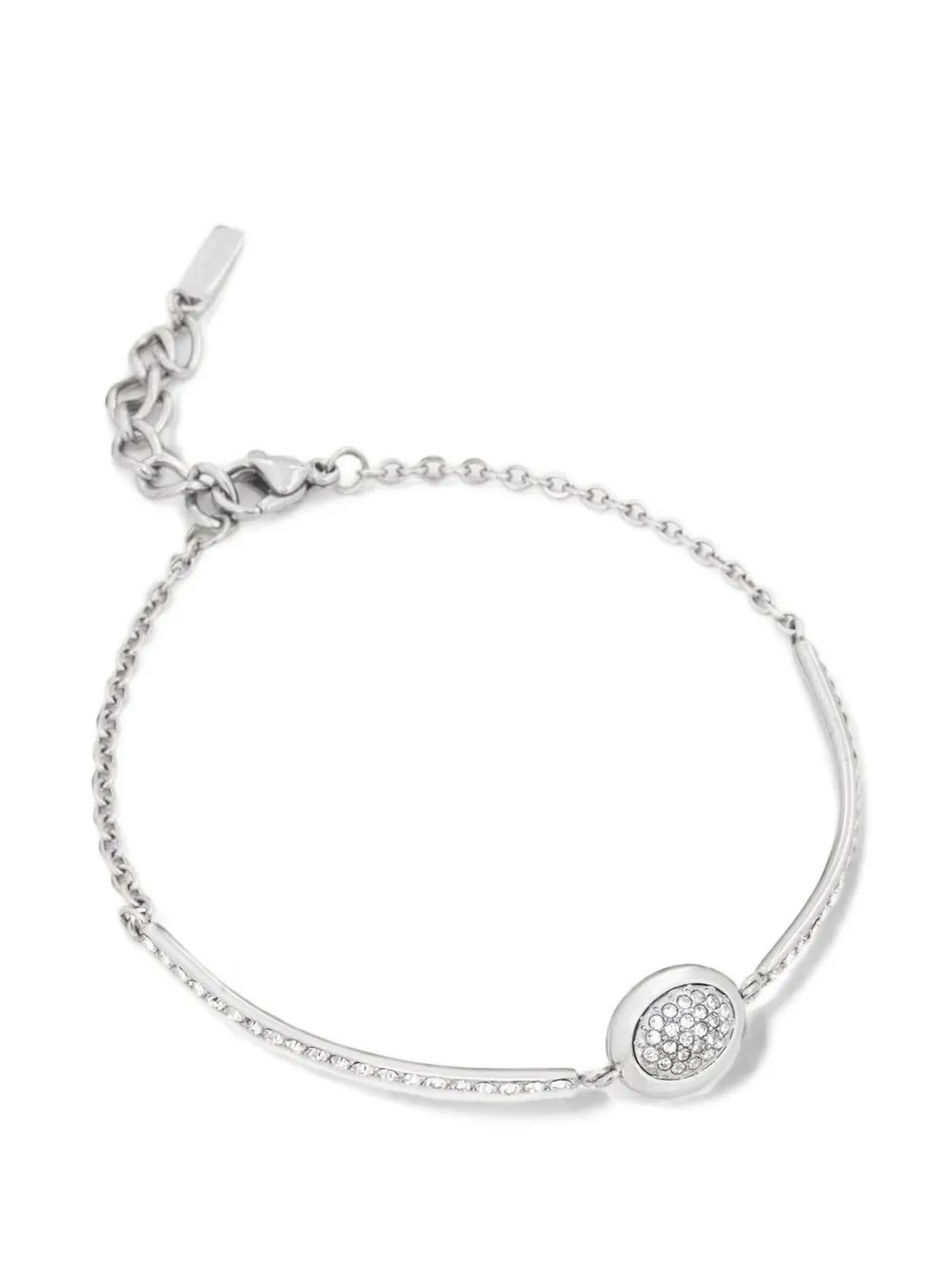 Trussardi crystal-embellished oval-pendant bracelet - Argento