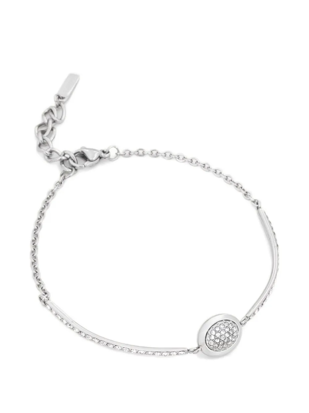 Trussardi crystal-embellished oval-pendant bracelet - Argento