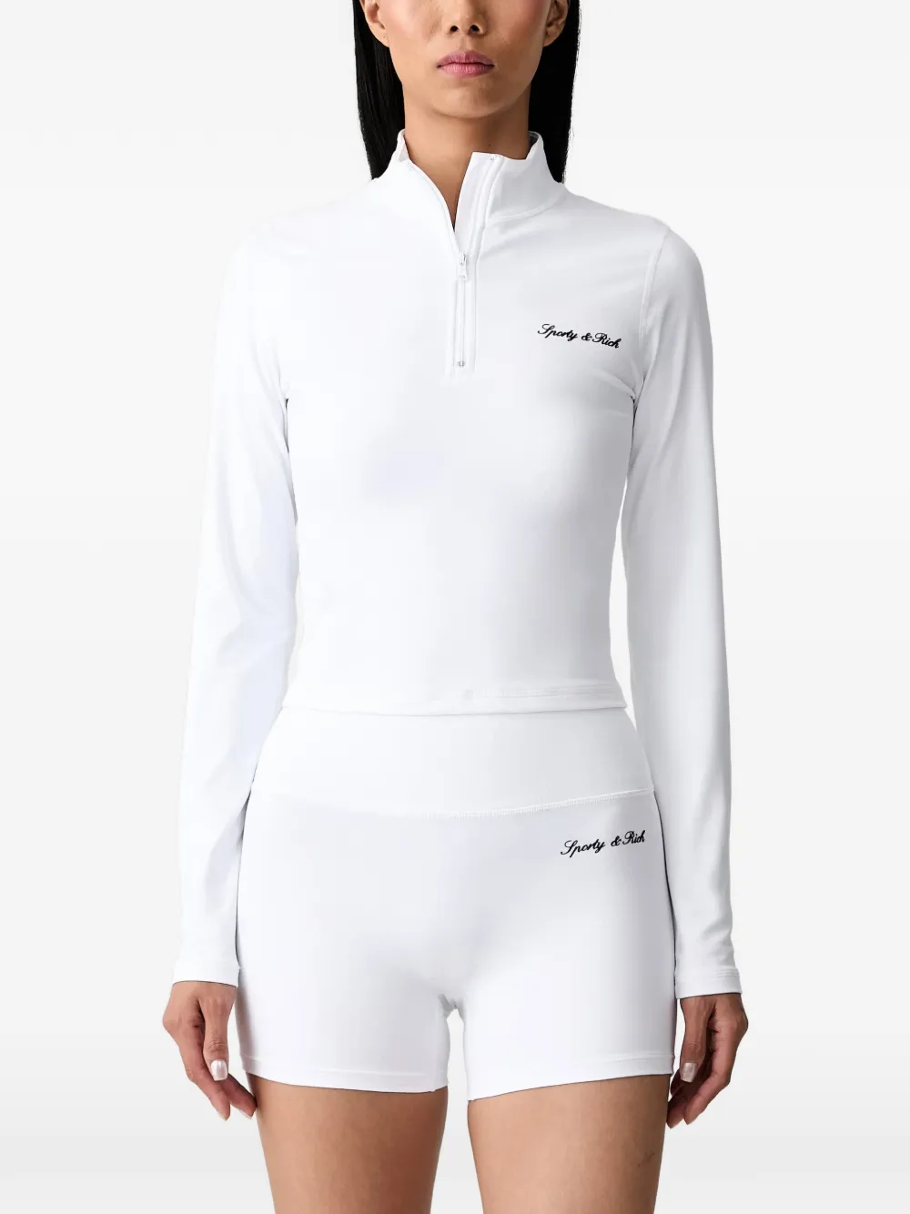 Sporty & Rich Sweater met logopatch en kwart rits Wit