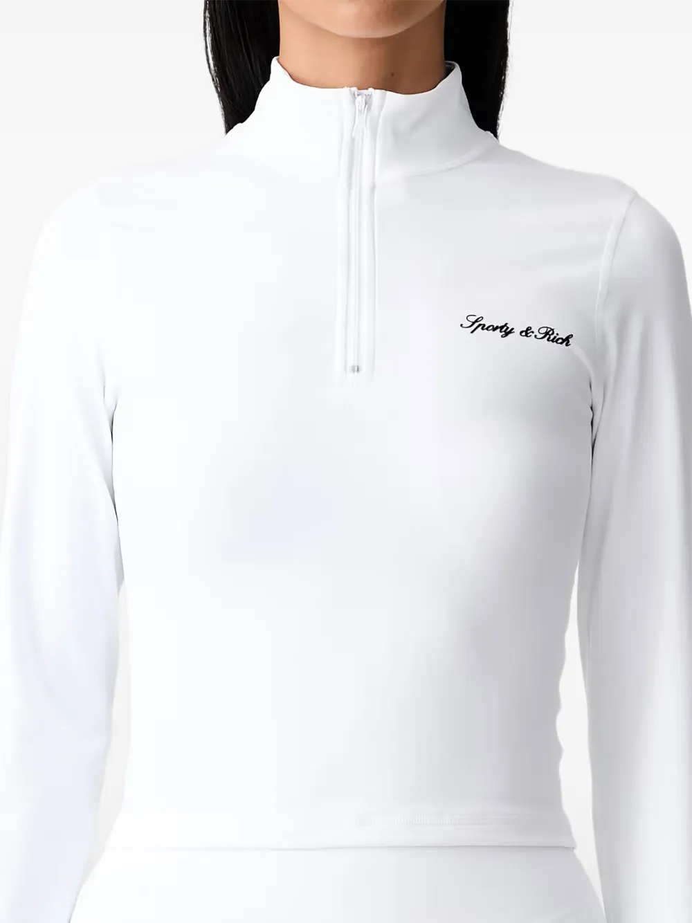 Sporty & Rich Sweater met logopatch en kwart rits Wit