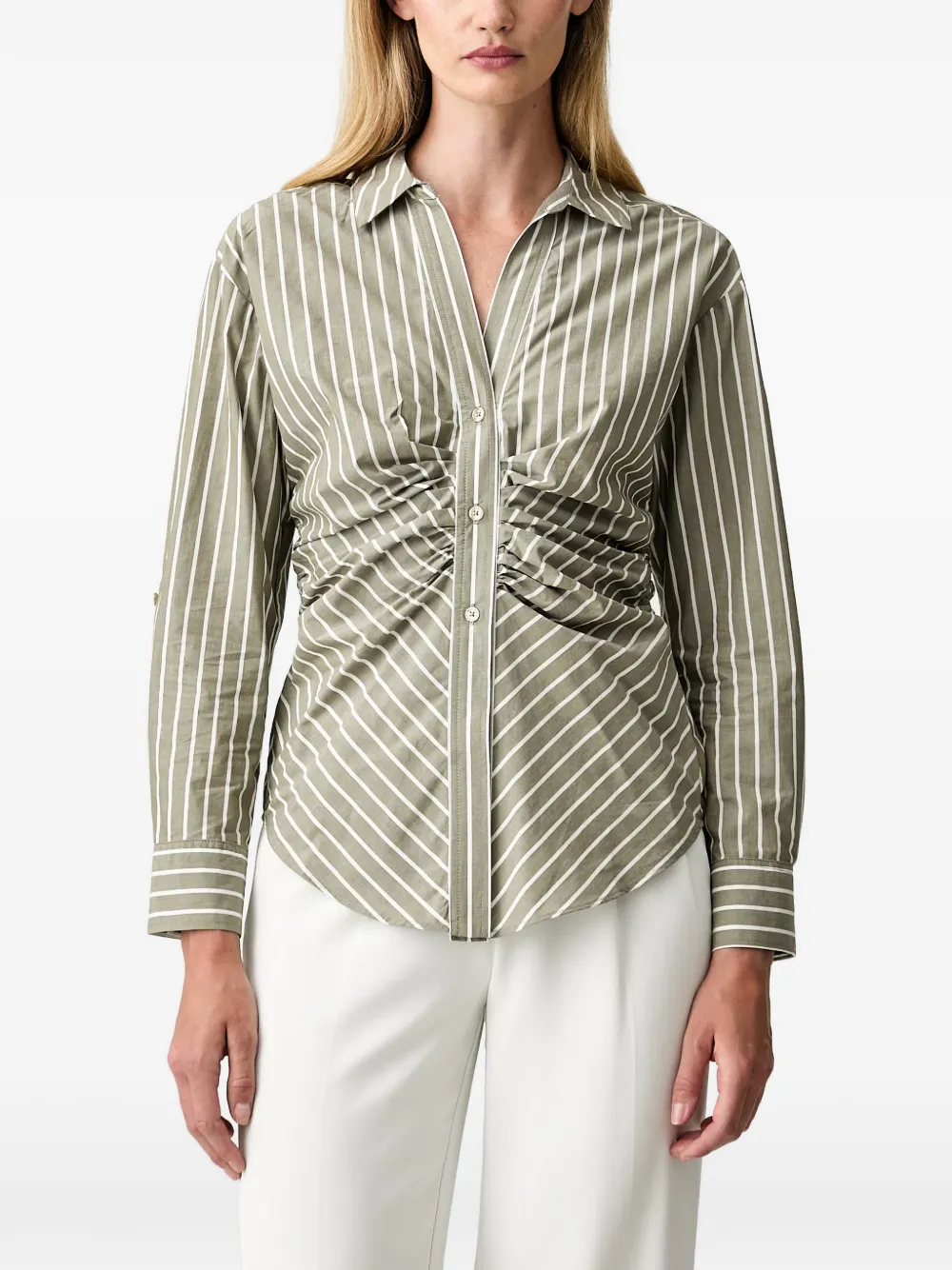 DKNY striped ruched shirt
