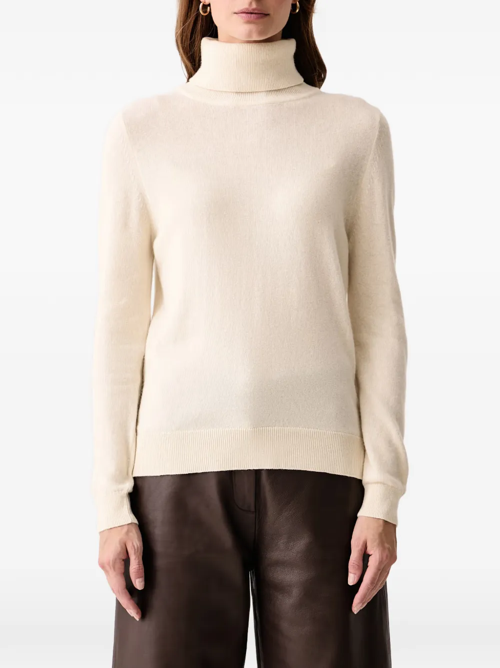 Barbour check-patch roll-neck sweater Beige