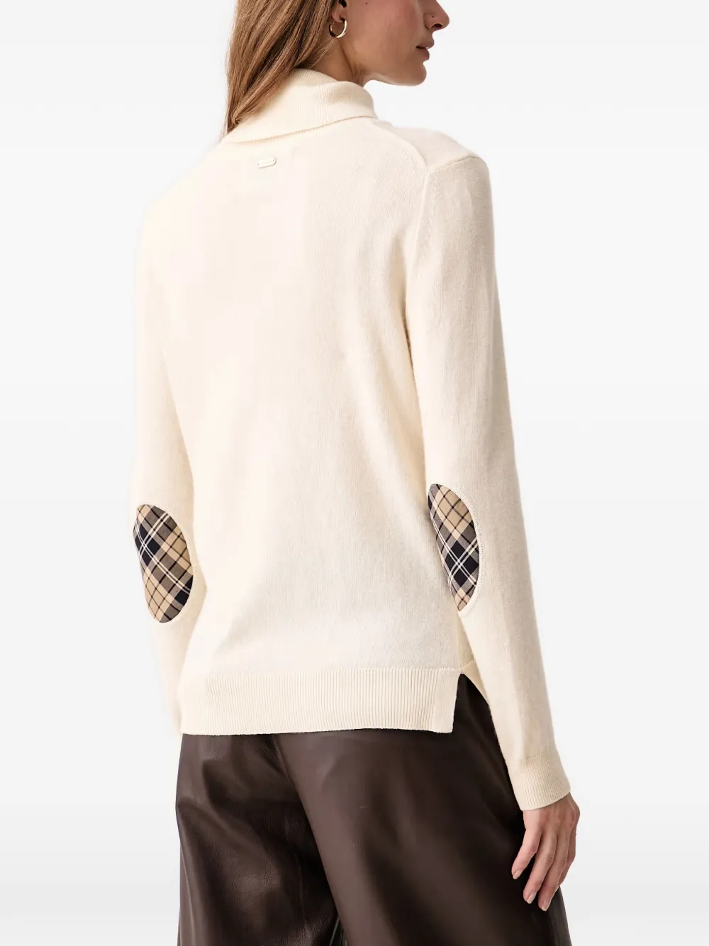 Barbour check-patch roll-neck sweater Beige