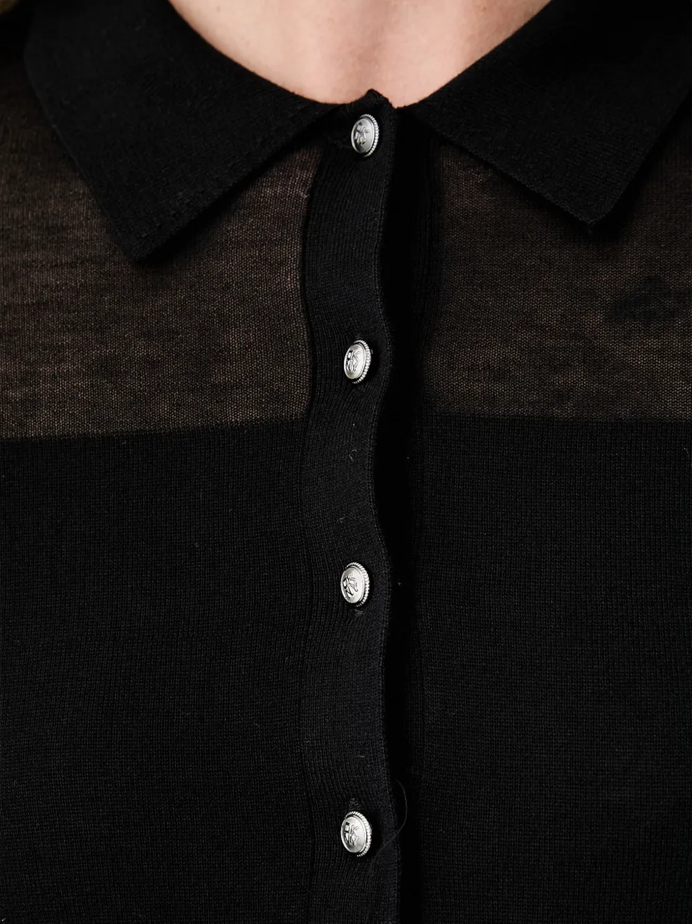DKNY Vest met knopen en doorzichtige vlakken Zwart