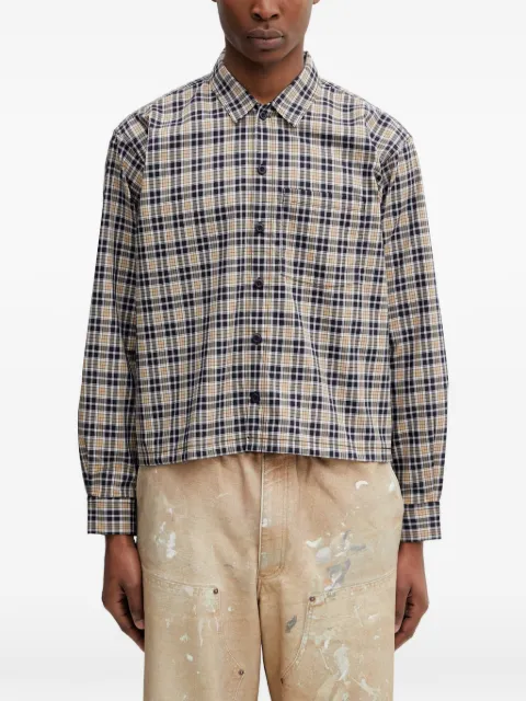 BEAMS check-print long-sleeved shirt