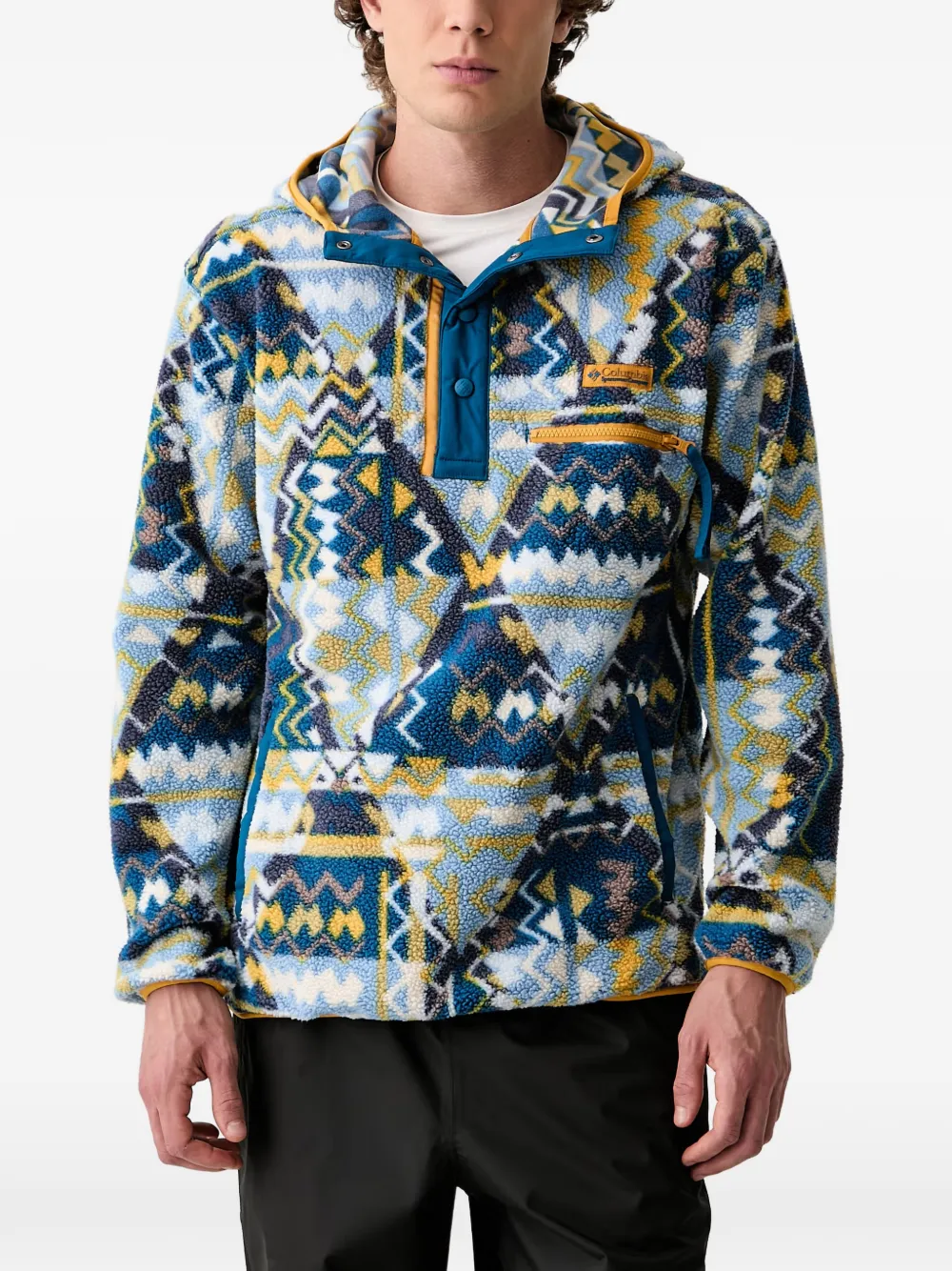 Columbia Sportswear Helvetia geometric-pattern fleece hoodie Blauw