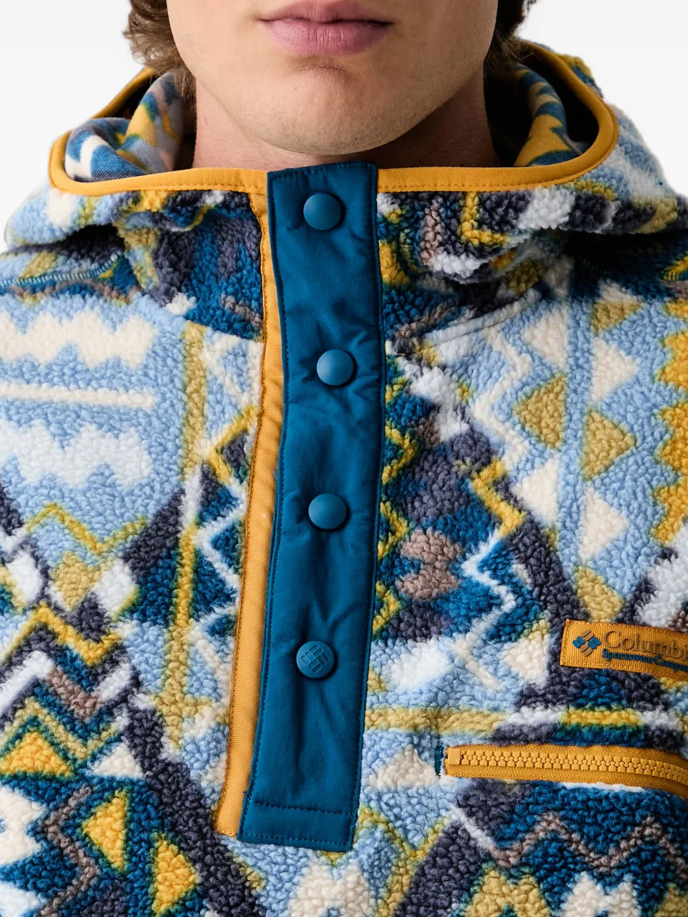 Columbia Sportswear Helvetia geometric-pattern fleece hoodie Blauw