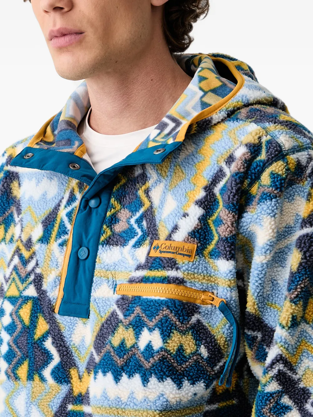 Columbia Sportswear Helvetia geometric-pattern fleece hoodie Blauw