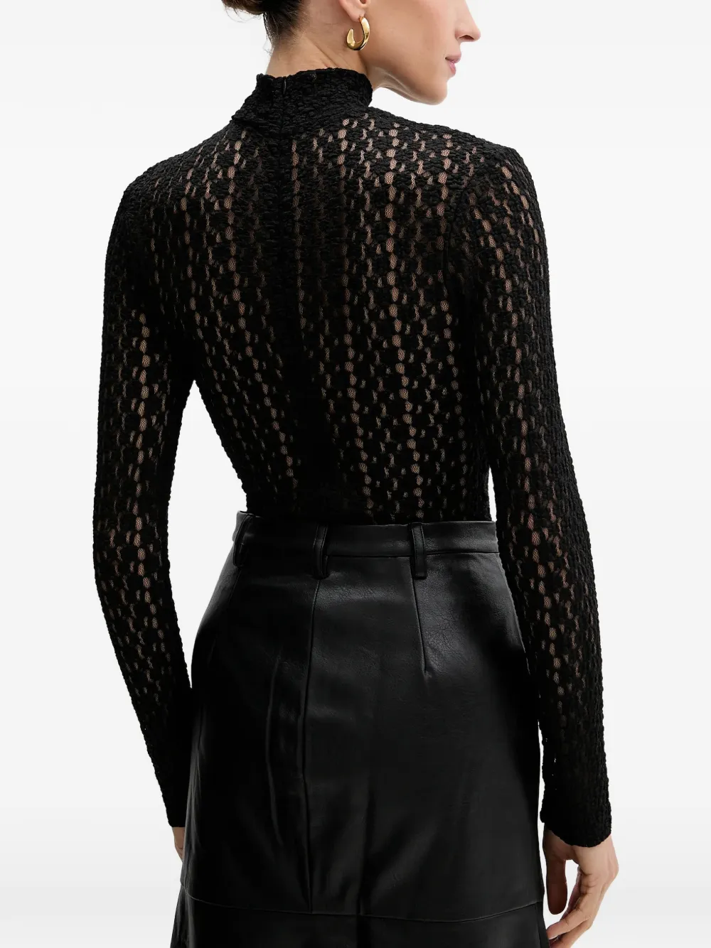 Bardot high-neck lace bodysuit Zwart