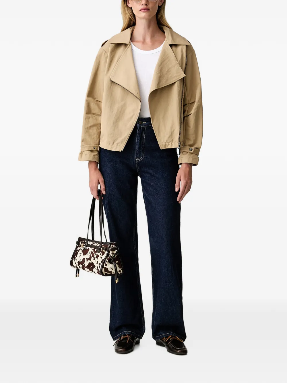 DKNY Bikerjack met rits Beige