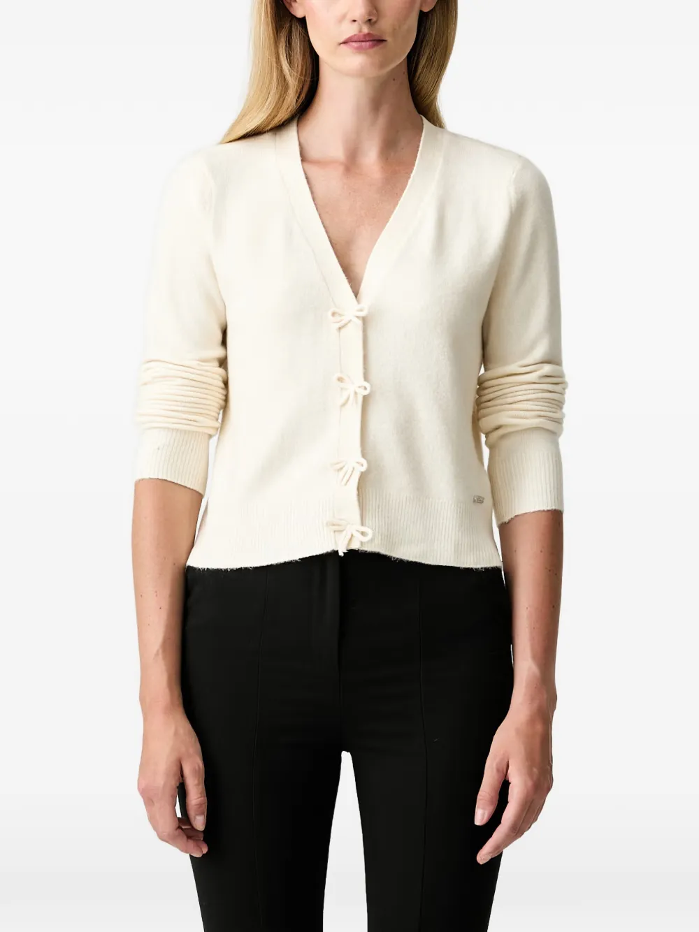 DKNY bow-detail fine-knit cardigan