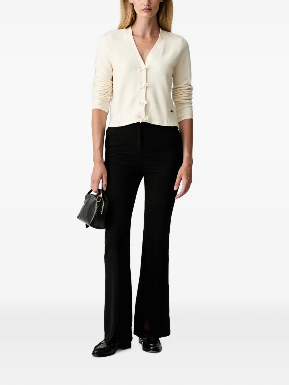 DKNY Fijngebreid vest met strikdetail Beige