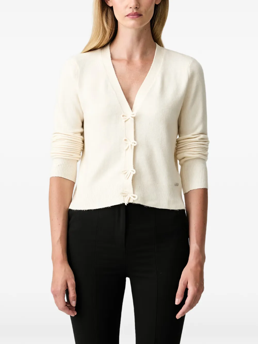 DKNY cardigan en cachemire à détail de nœud - Tons neutres DKNY cardigan en cachemire à détail de nœud - Tons neutres