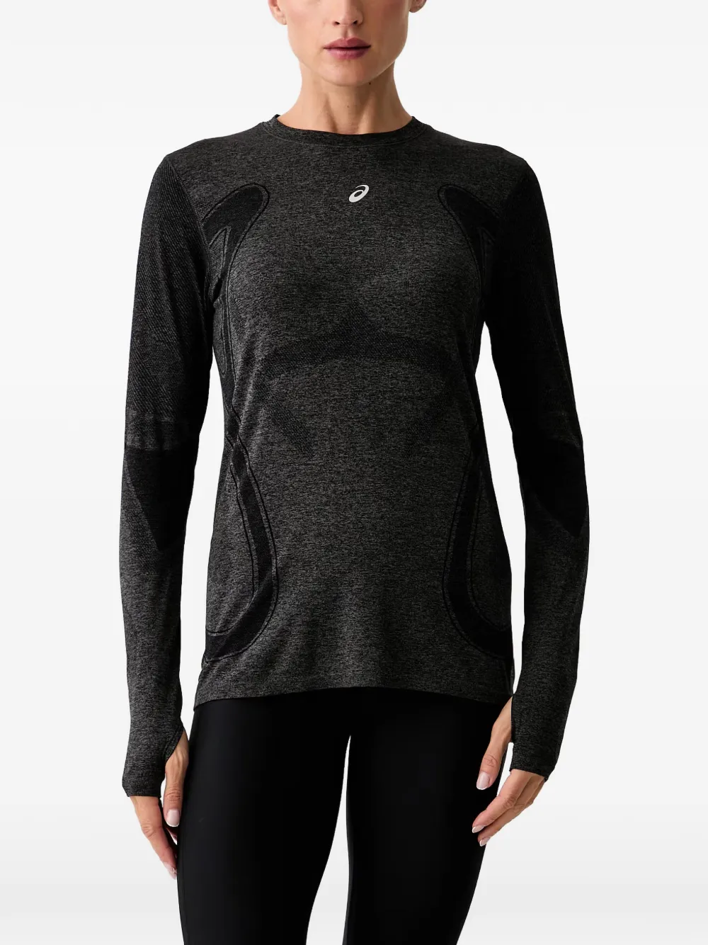 Asics Road Logo-print Long-sleeve T-shirt In Grey