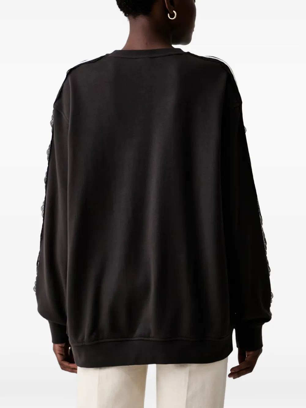adidas lace-trim side-stripe sweater Zwart