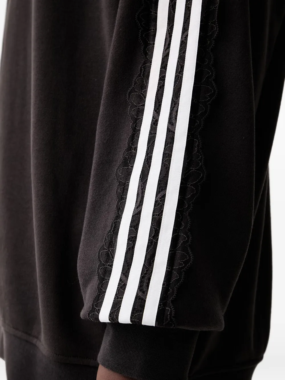 adidas lace-trim side-stripe sweater Zwart