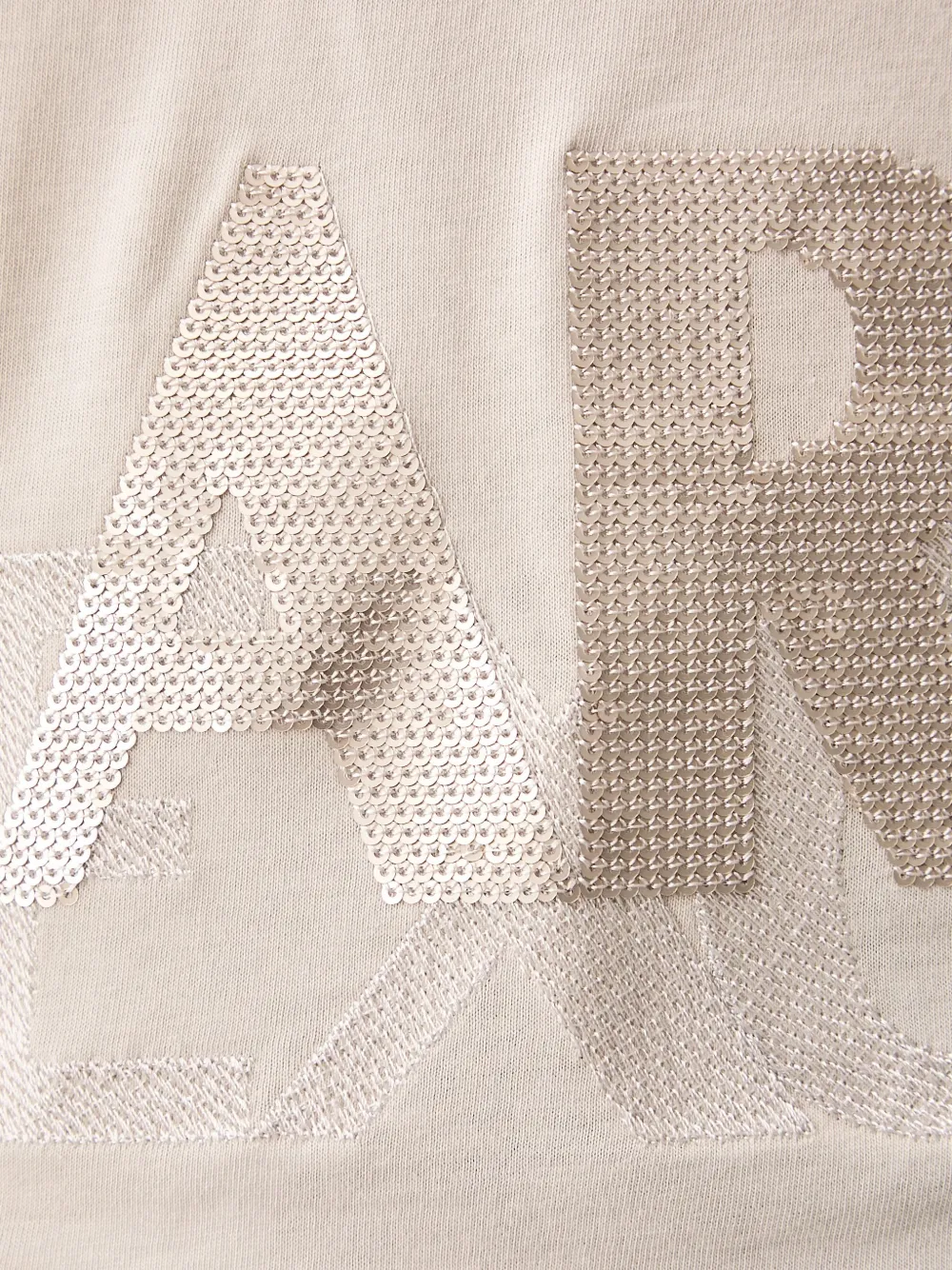 Armani Exchange sequin-embellished logo T-shirt Beige