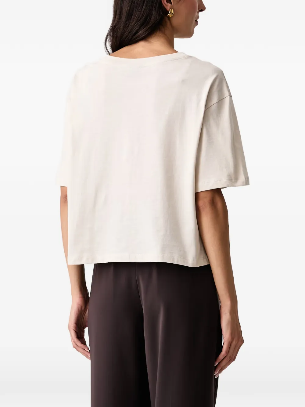Armani Exchange sequin-embellished logo T-shirt Beige