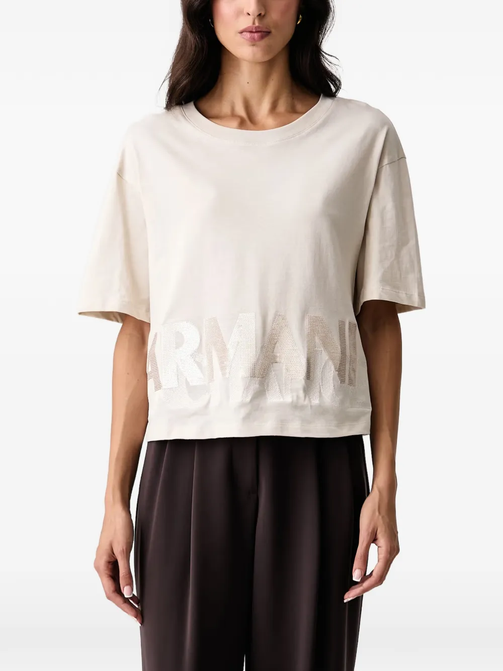 Armani Exchange sequin-embellished logo T-shirt