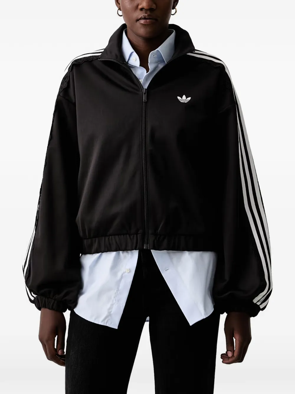 adidas lace-trim jacket Zwart