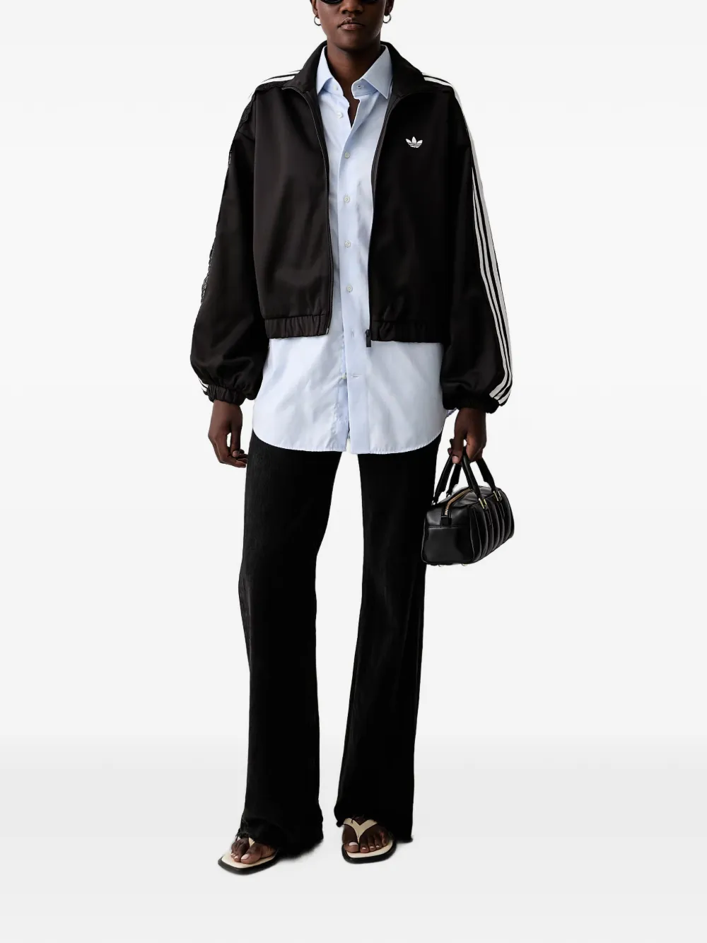 adidas lace-trim jacket Zwart