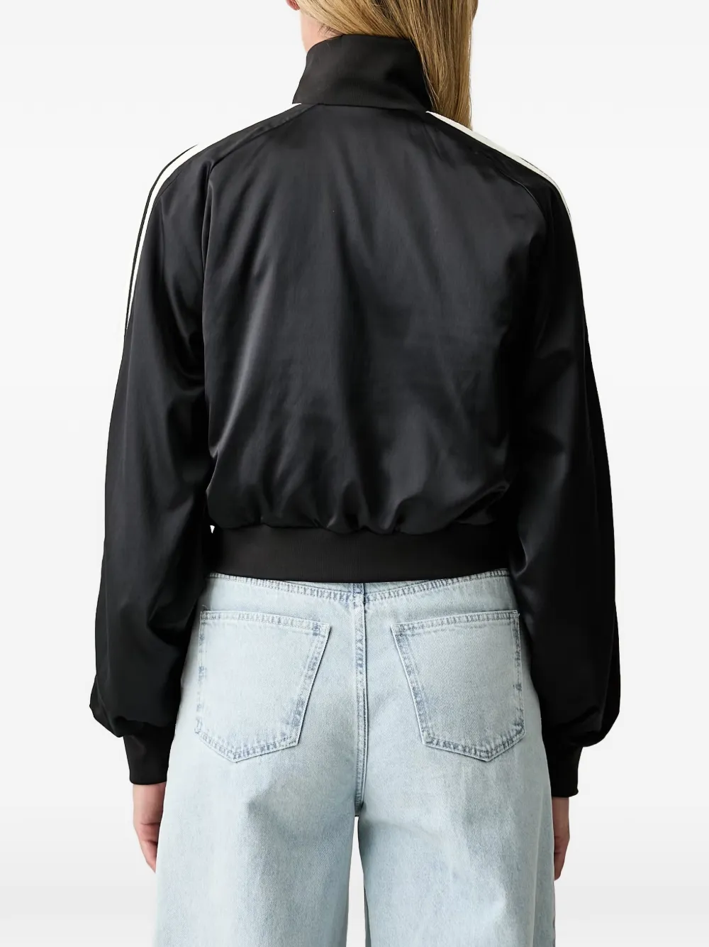 adidas x Farm floral-print cropped jacket Zwart