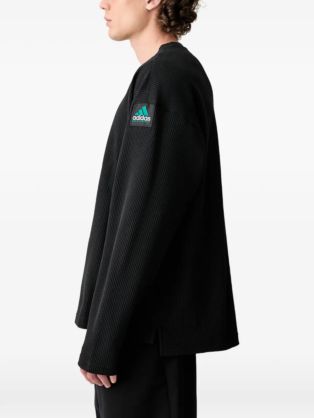 adidas waffle-knit long-sleeve T-shirt Zwart