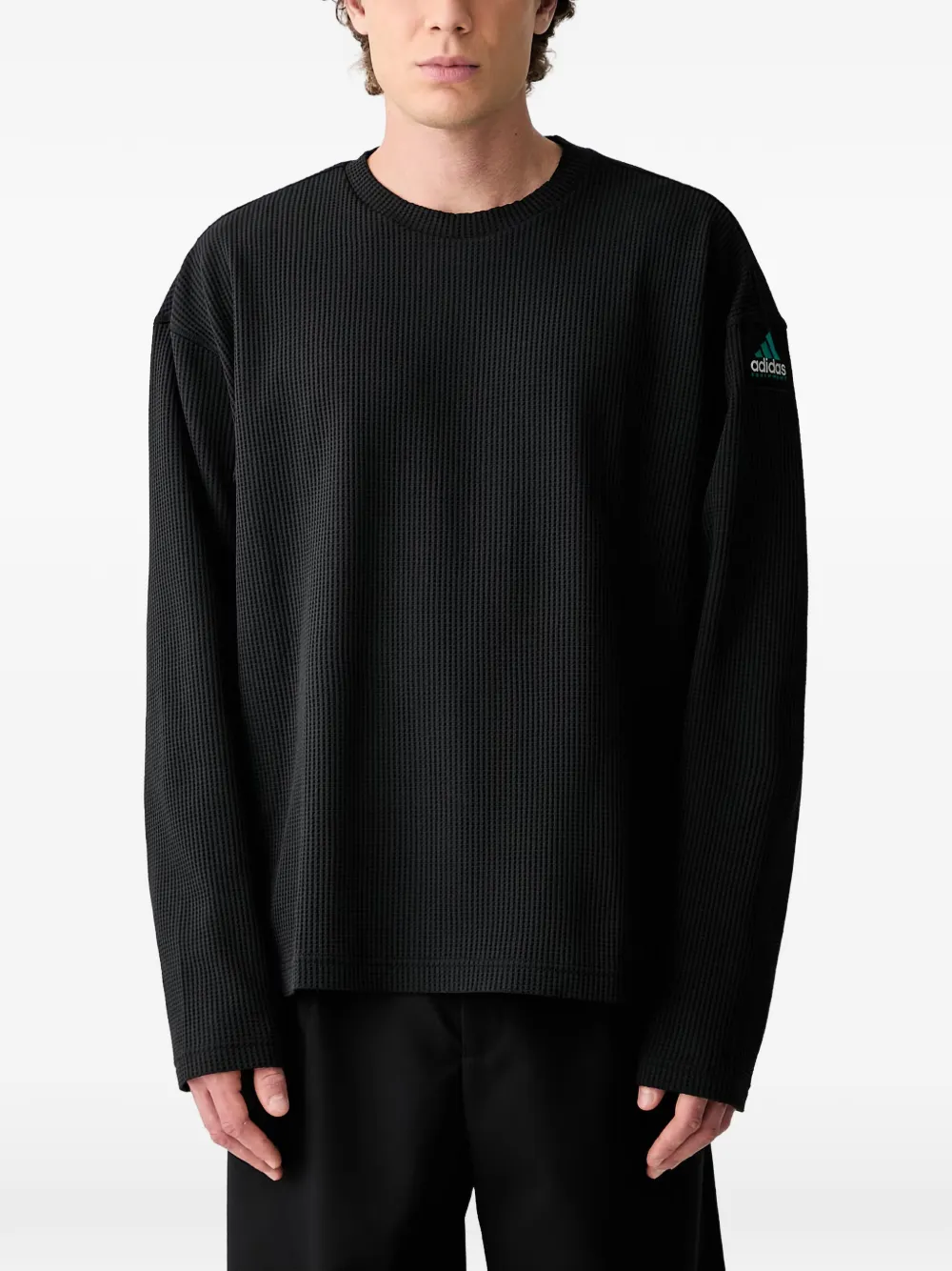 adidas waffle-knit long-sleeve T-shirt Zwart