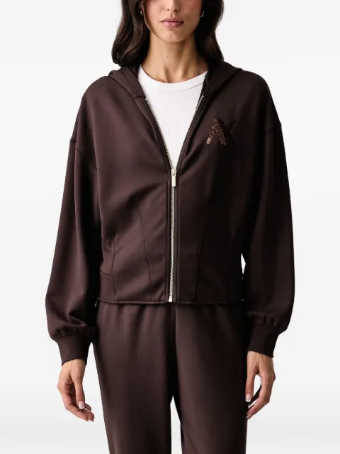 Armani Exchange sequin-logo zip-up hoodie