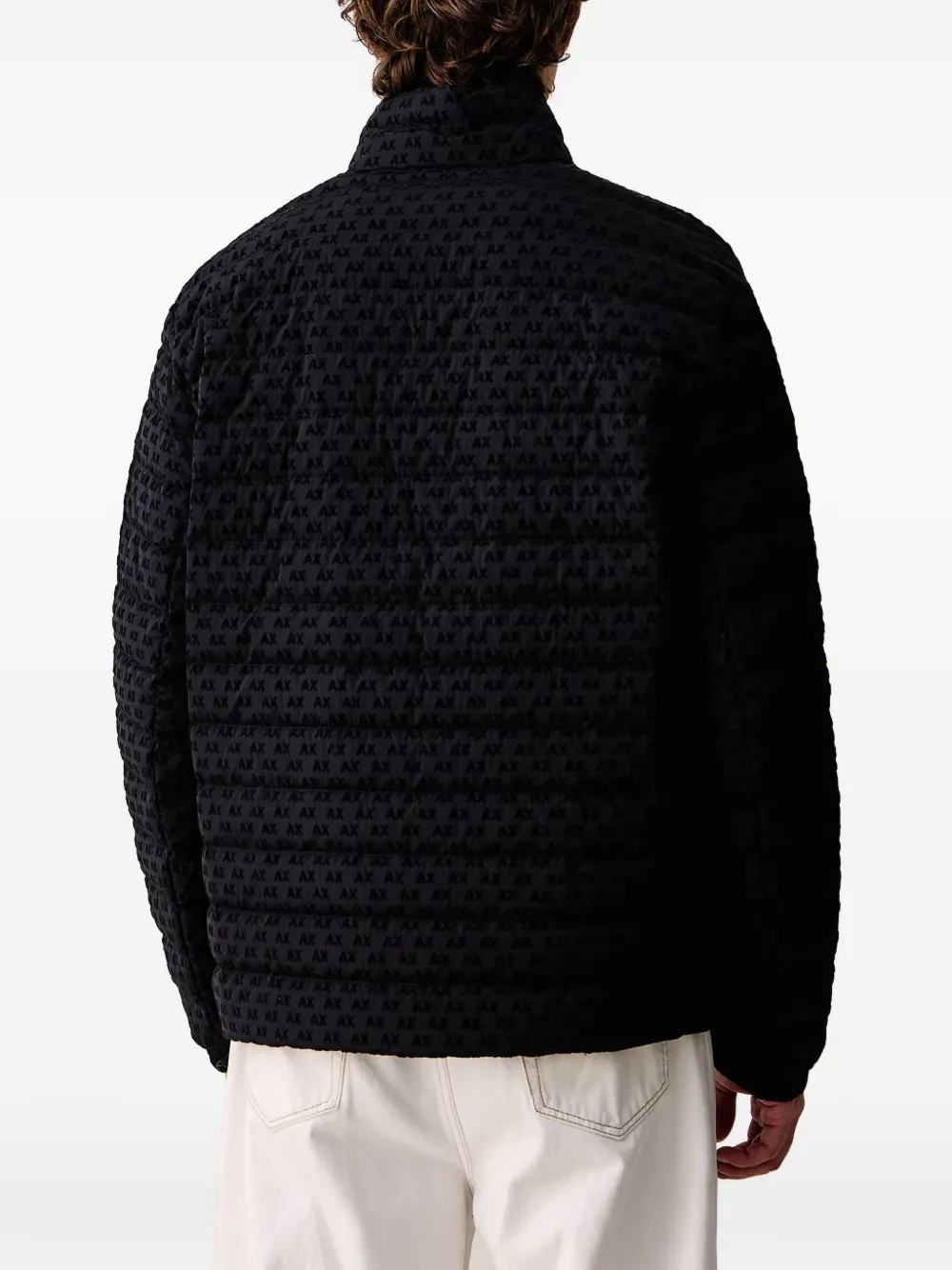 Armani Exchange logo-print quilted jacket Zwart