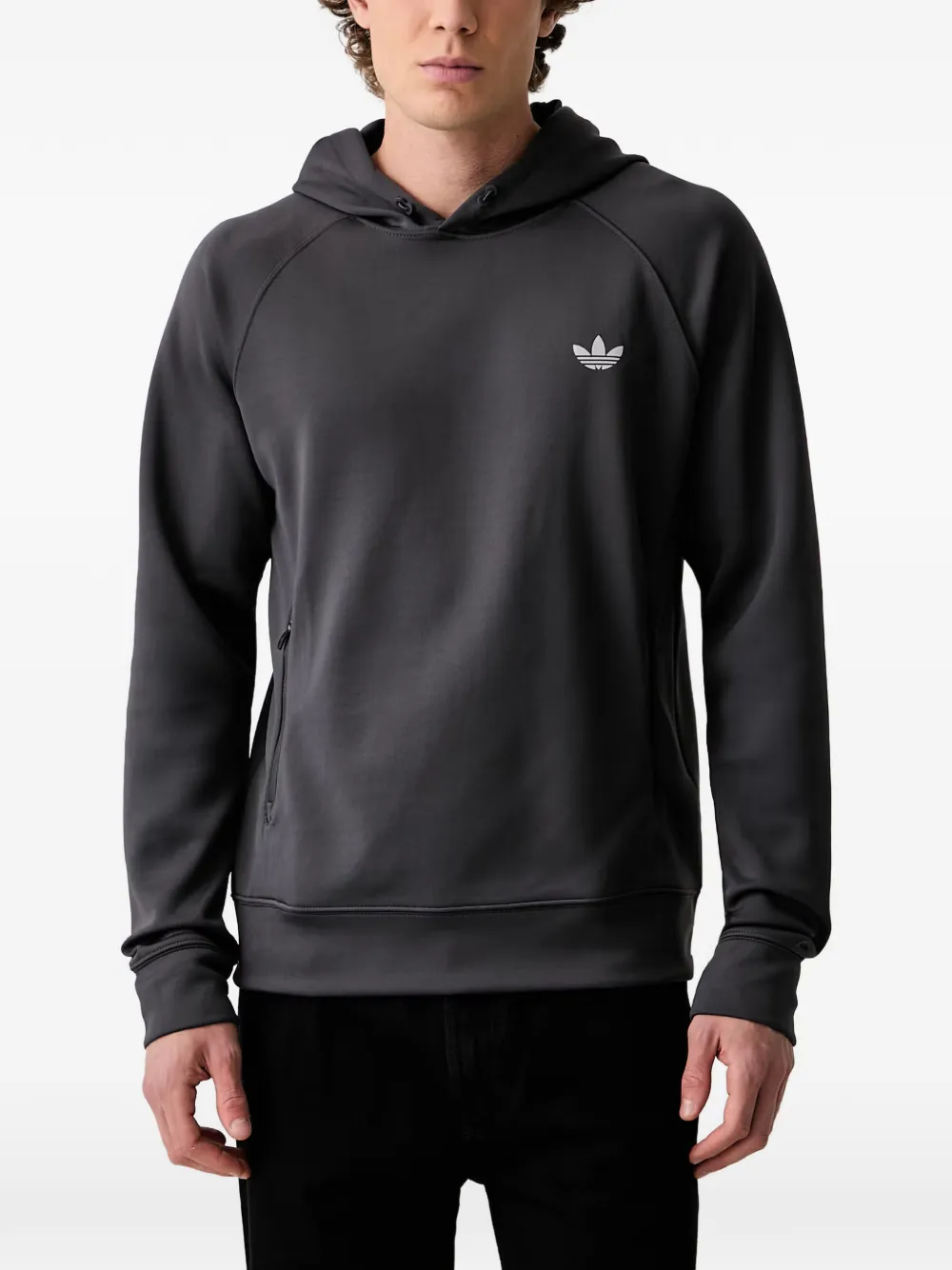 adidas logo-print raglan-sleeve hoodie - Grigio